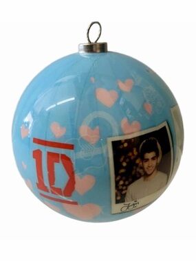 One Direction 2013 Ornament Blue Oink Hearts Photos 3” Christmas RARE EUC